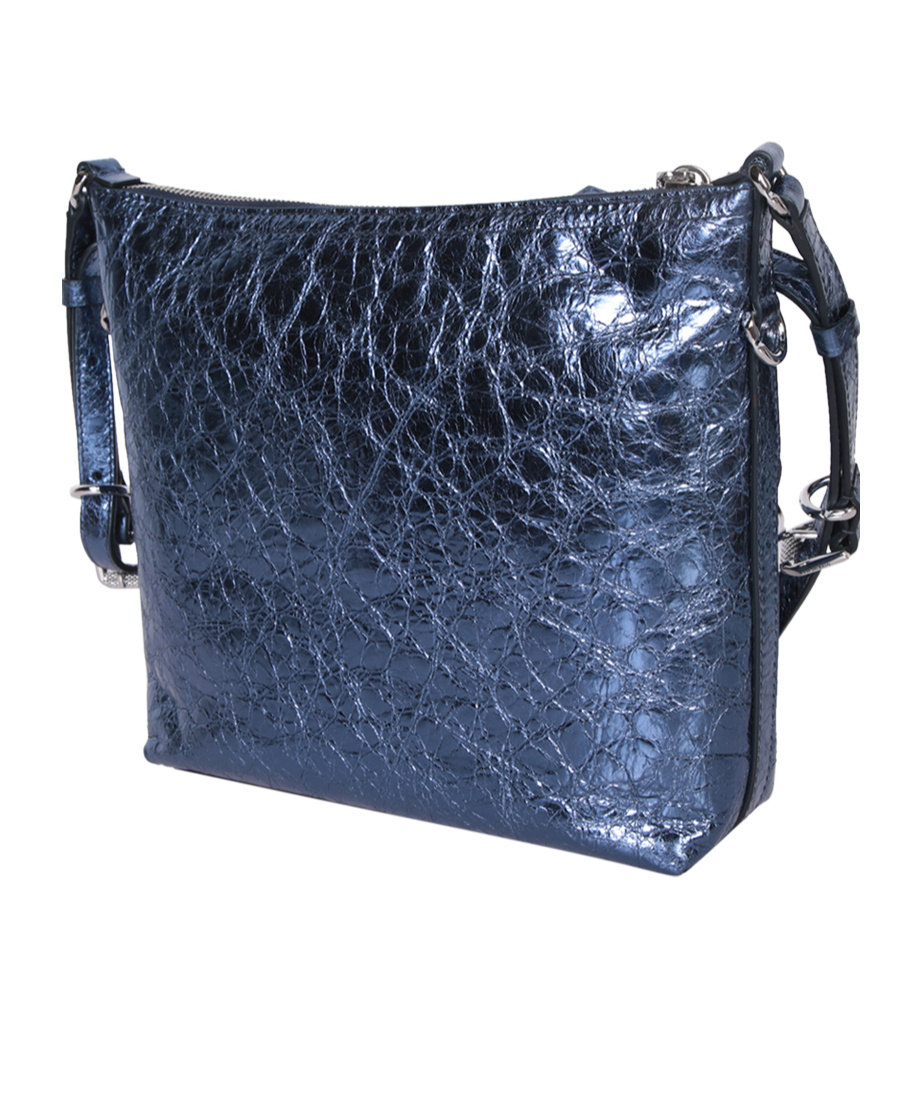 Givenchy Metallic Leather Shoulder Bag In Blue