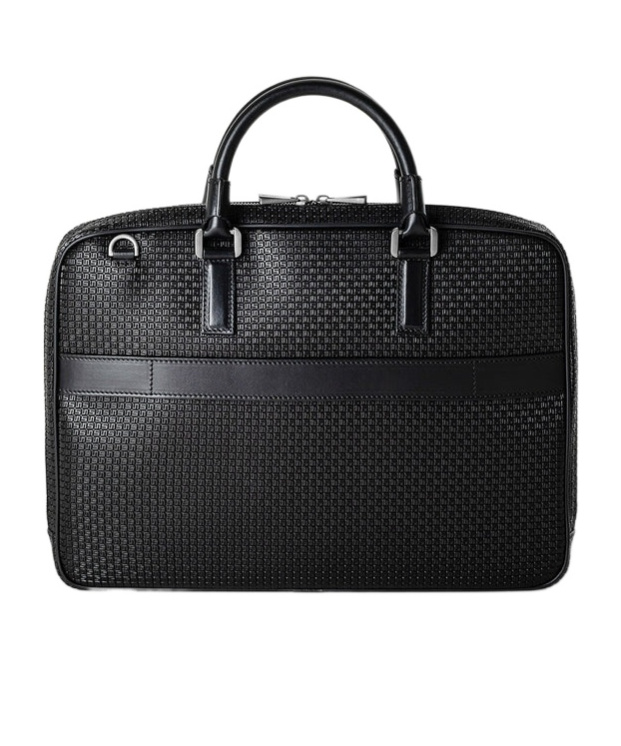 Serapian Grained Leather Laptop Case In Black