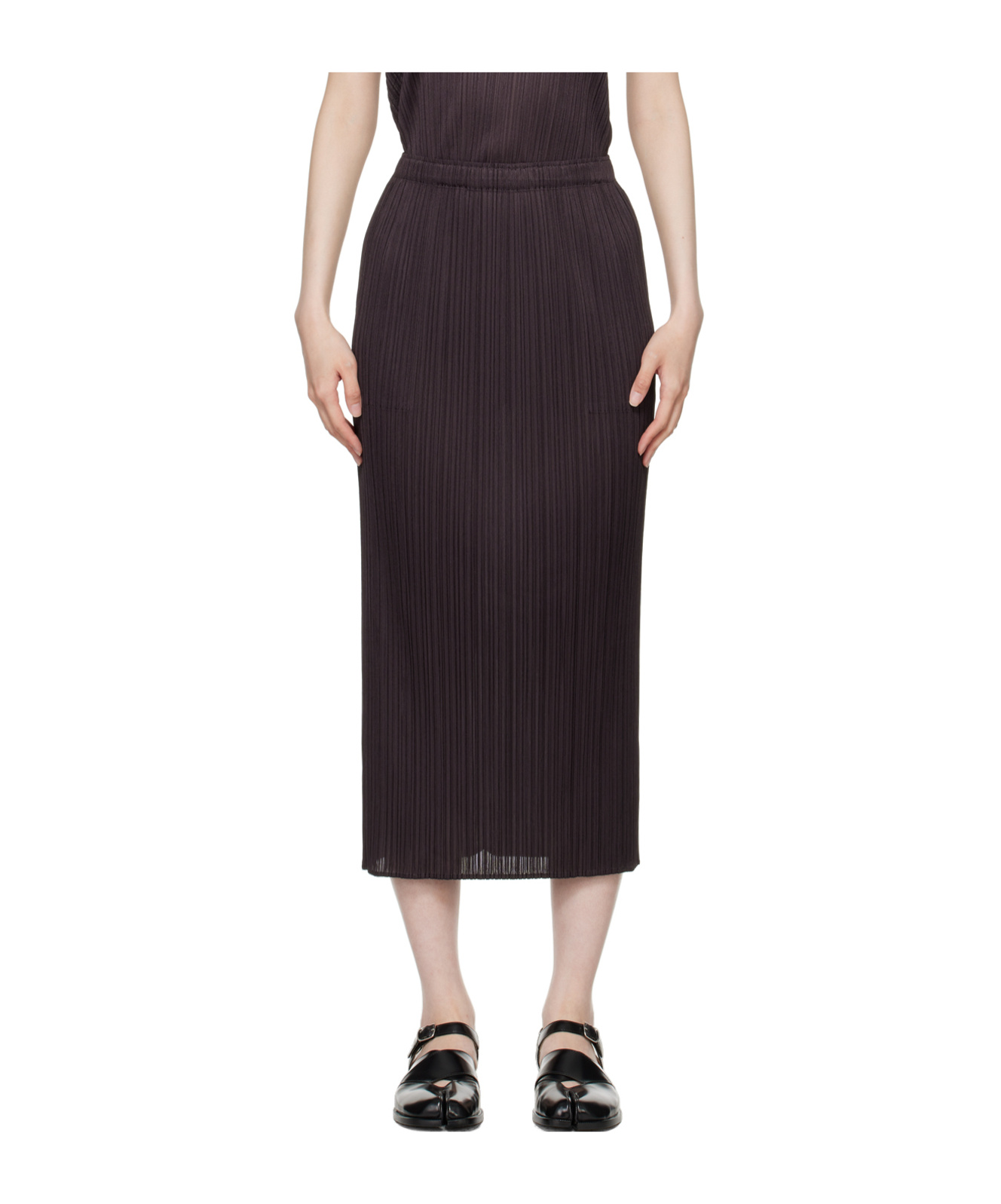 Issey Miyake Elastic Waist Skirt In Black