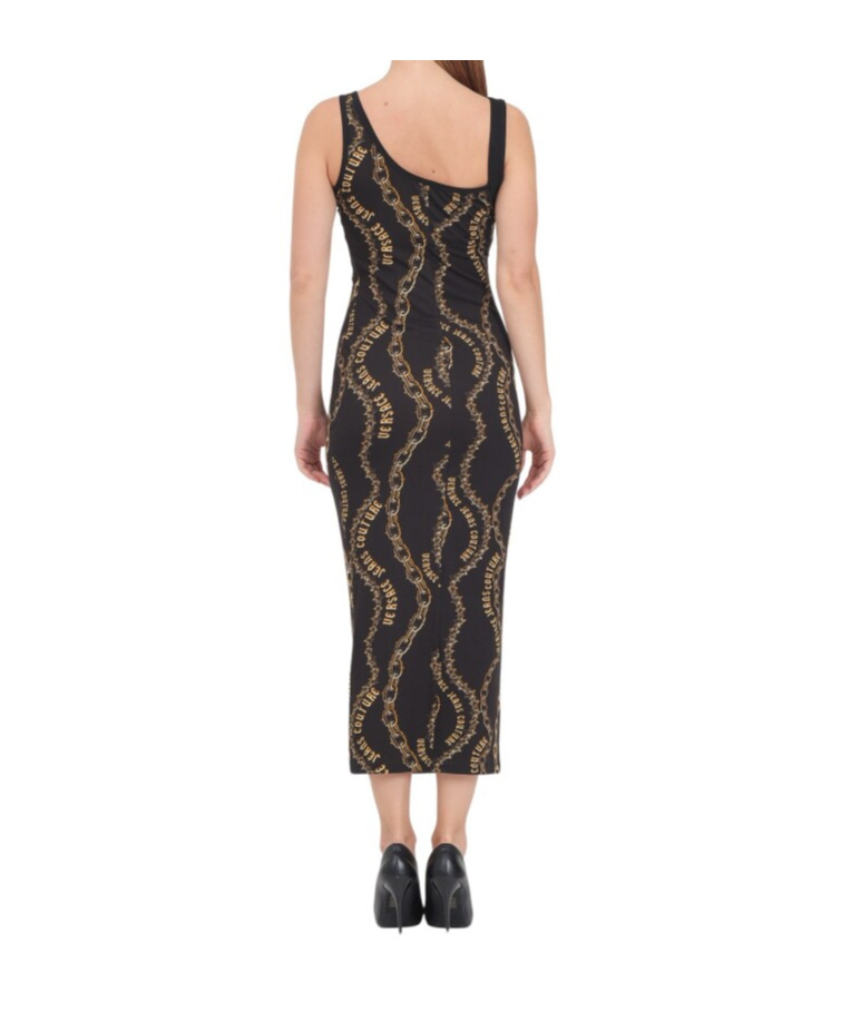 Versace Jeans Chain Pattern Dress In Black