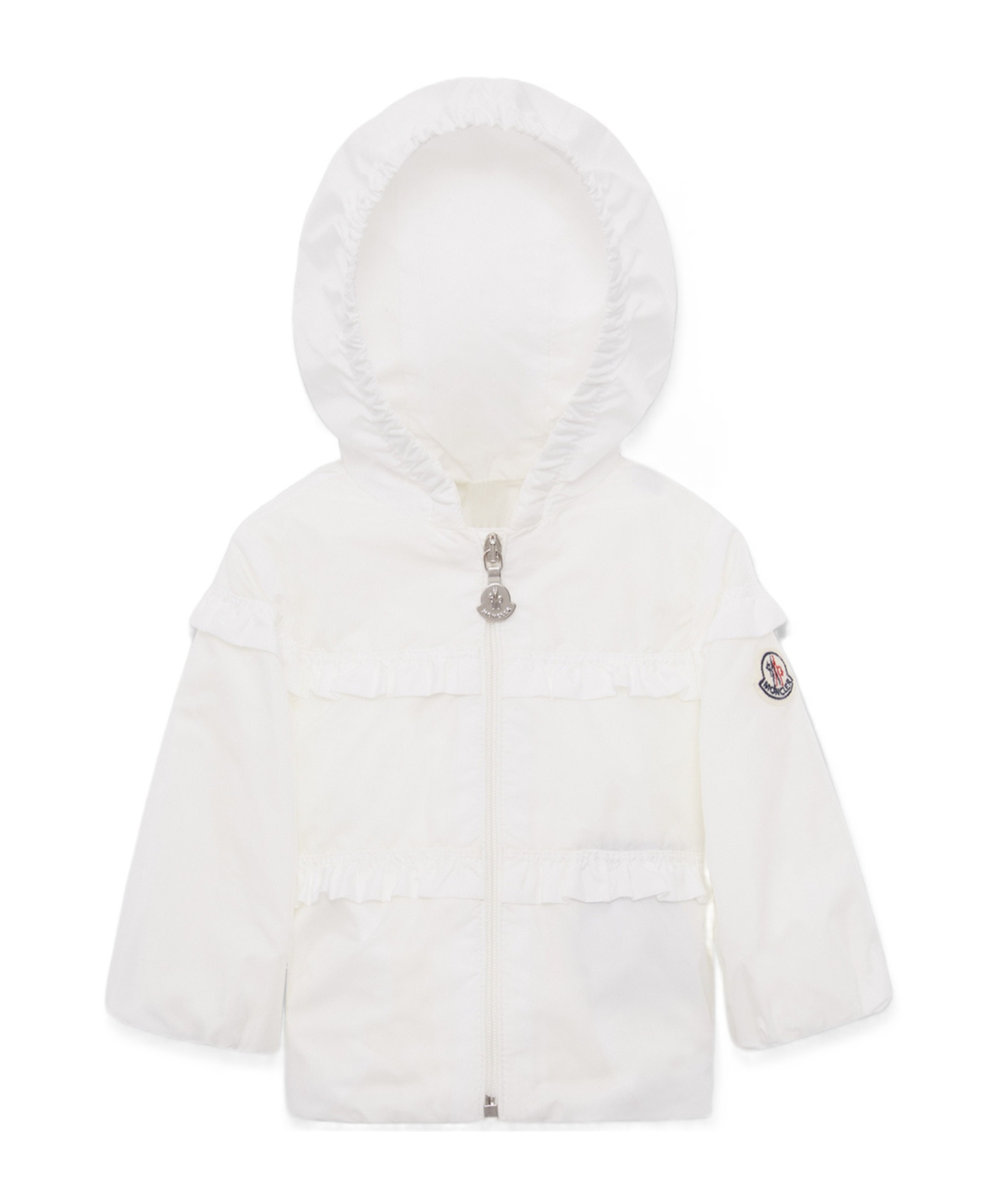 Moncler Hiti Ruffle-trim Hooded Jacket In White