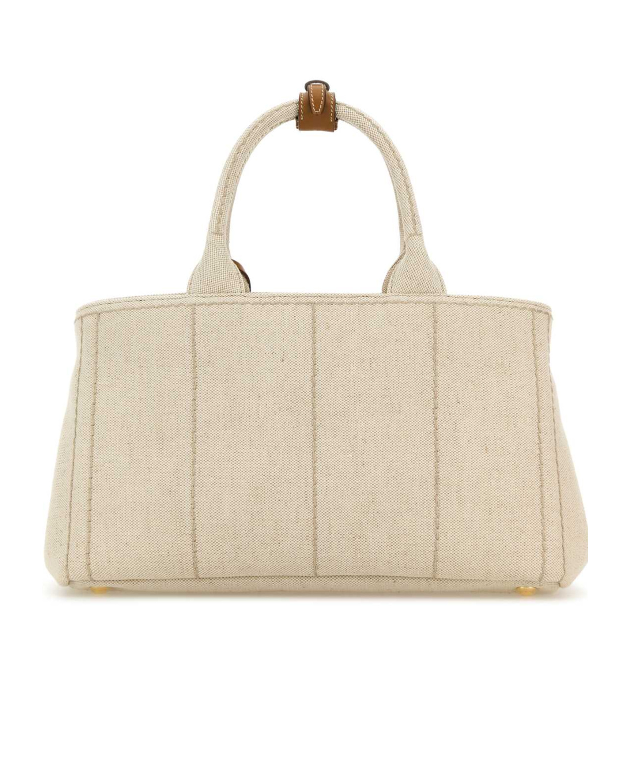 Prada Large Cotton-linen Top-handle Bag In Neutral