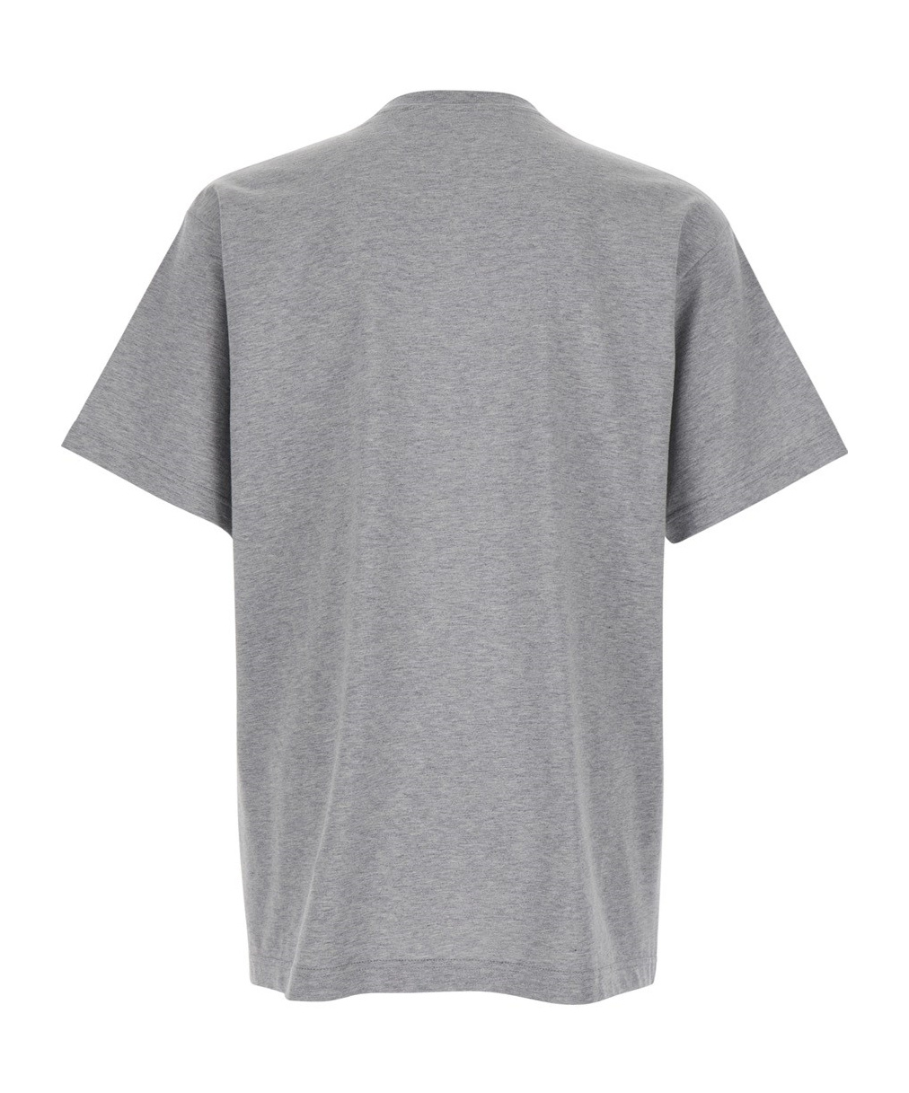 Gucci Grey Crewneck T-shirt With Double G Embroidery On The Front In Fabric Man In Gray