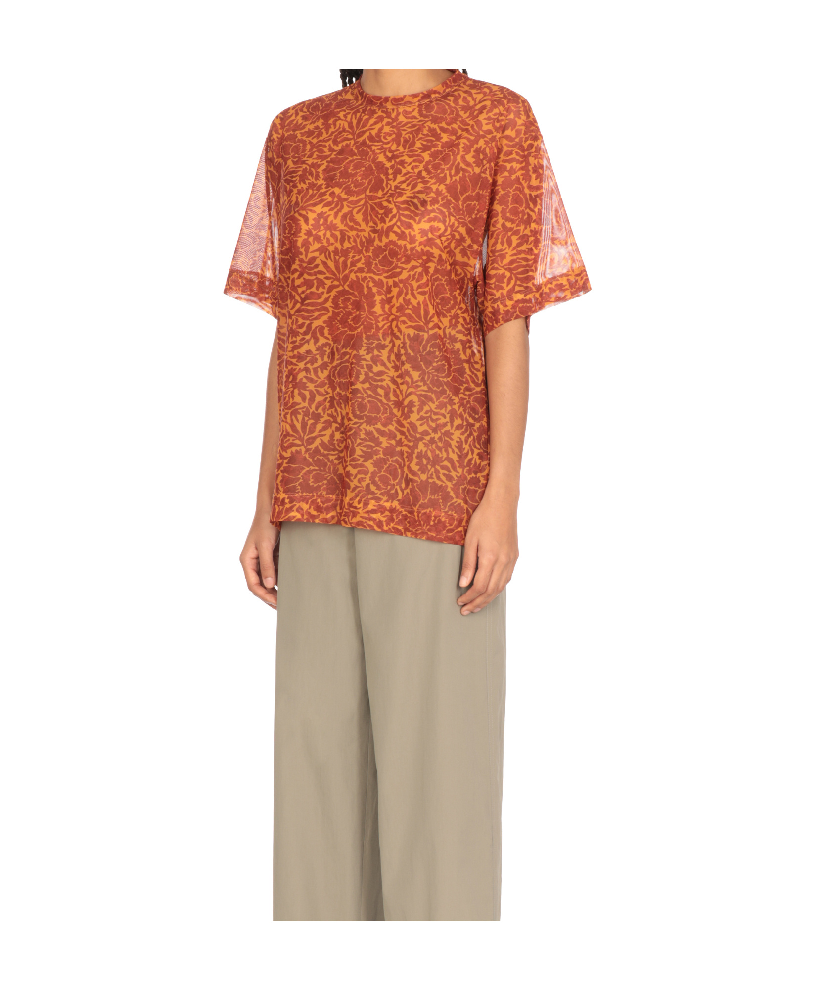 Shop Dries Van Noten T-shirt With Floral Pattern In Orange