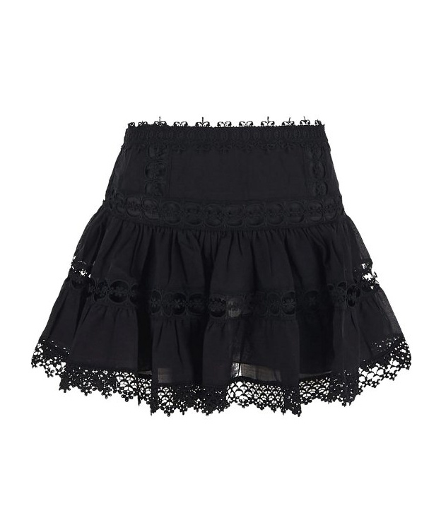 CHARO RUIZ BRODERIE-TRIMMED POPLIN SKIRT