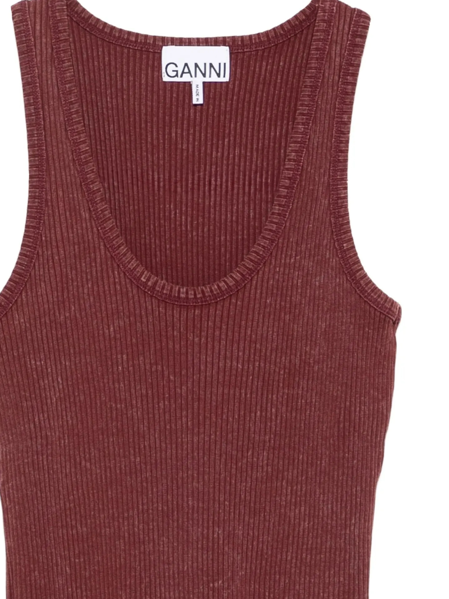 Ganni Ribbed Scoop-neck Tank Top In Red