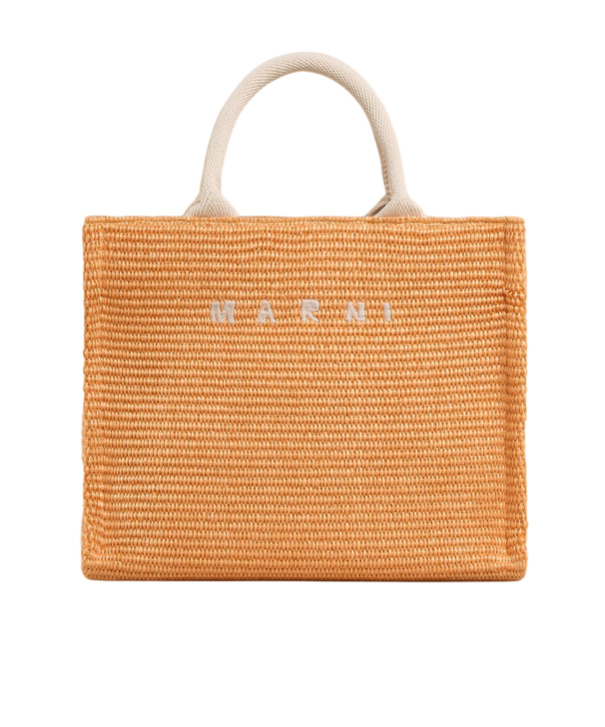 Marni Small Raffia Tote Bag In Brown