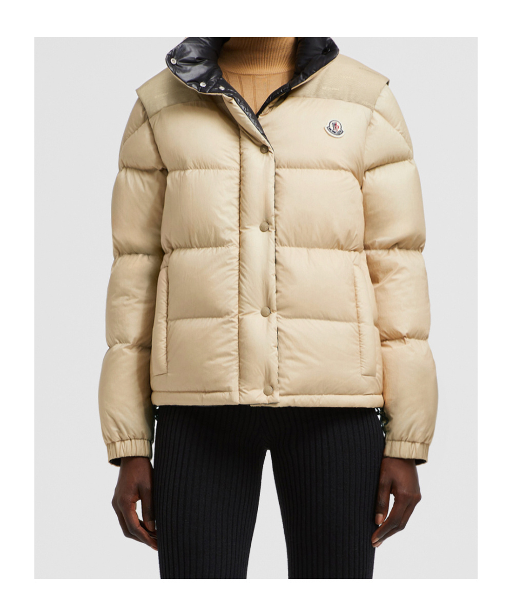 Moncler Verone Reversible Short Down Jacket In Nude