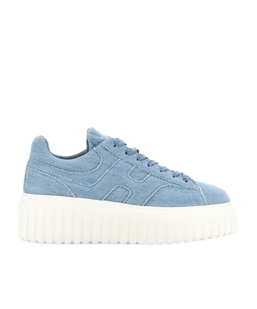 Hogan H Stripes Jeans Fabric Sneakers In Blue