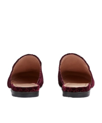 Gucci Nady Mini Gg Velvet Princetown Mules In Burgundy
