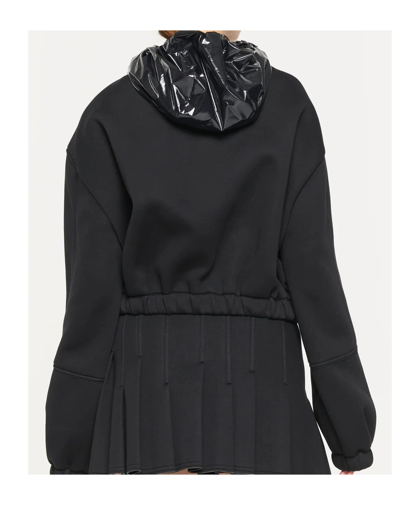 Plan C Jersey Zip Cropped Hoodie In Black