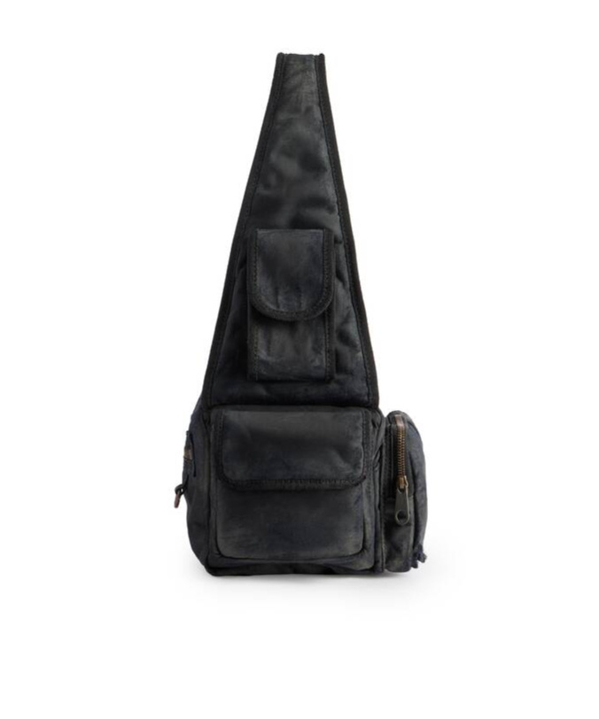 Balenciaga Demin Superbusy Sling Bag In Black