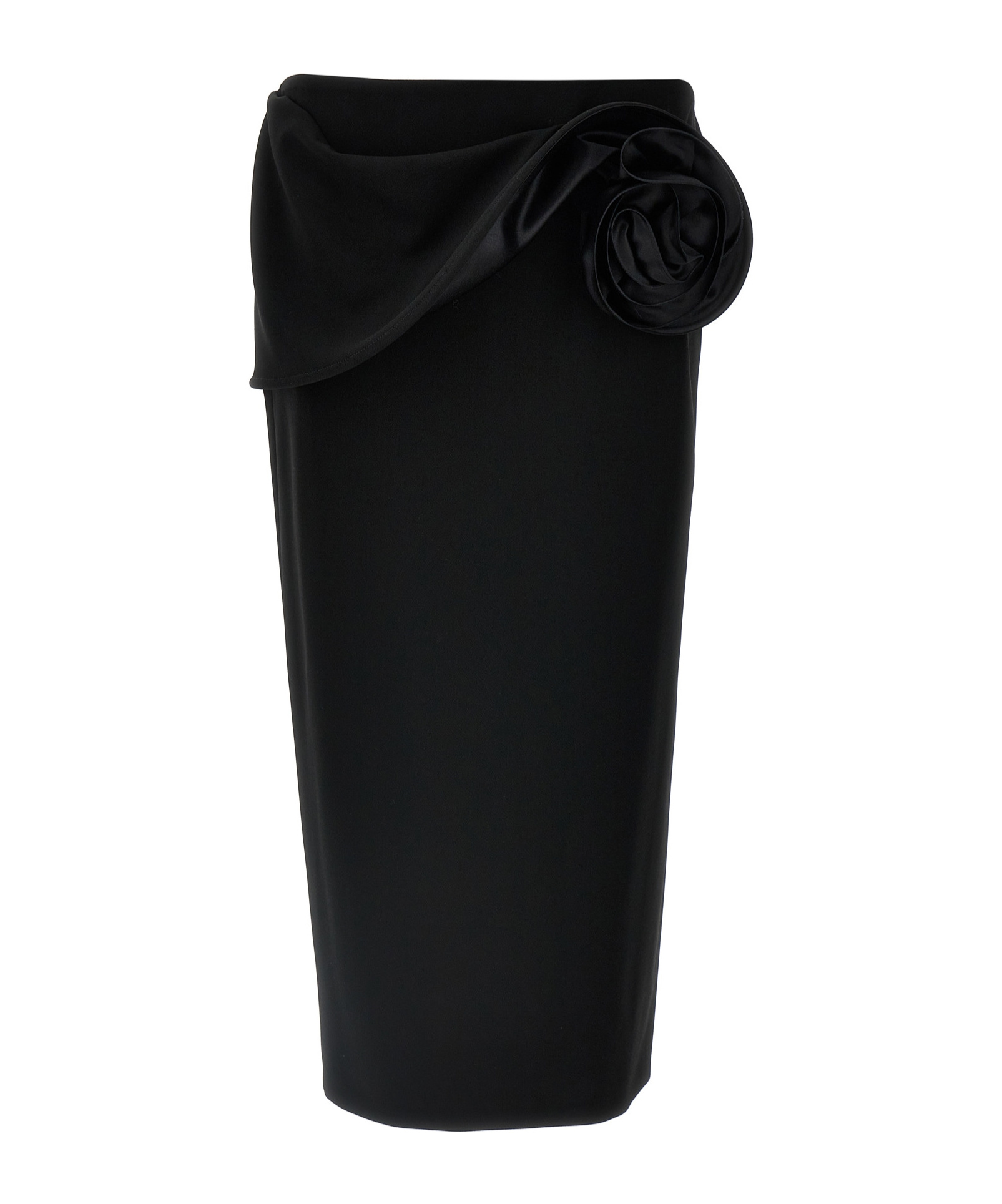 Magda Butrym Draped Floral High Waist Midi Skirt In Black
