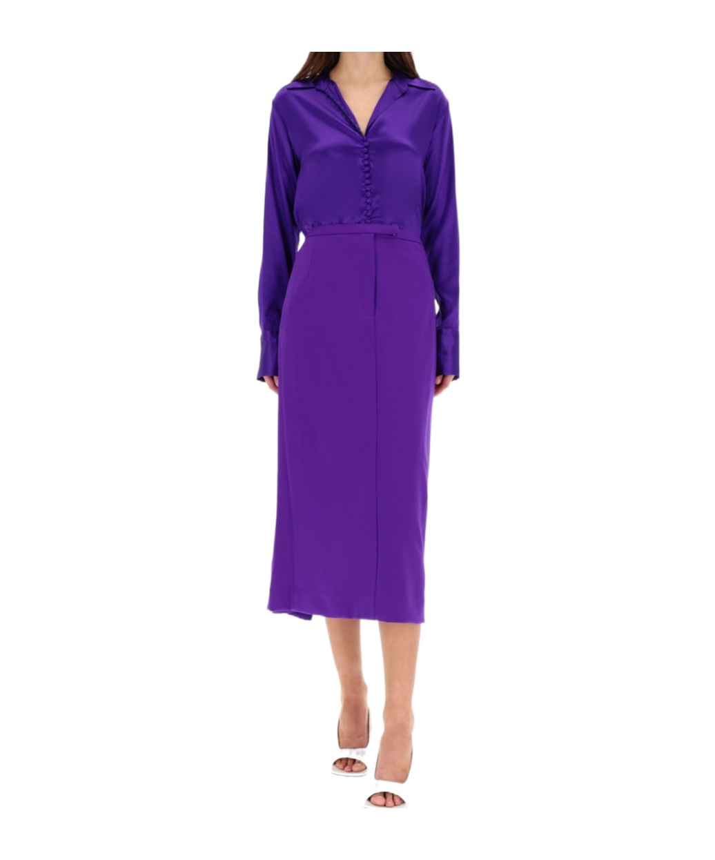 Dries Van Noten Tailored Wool Skirt In Purple