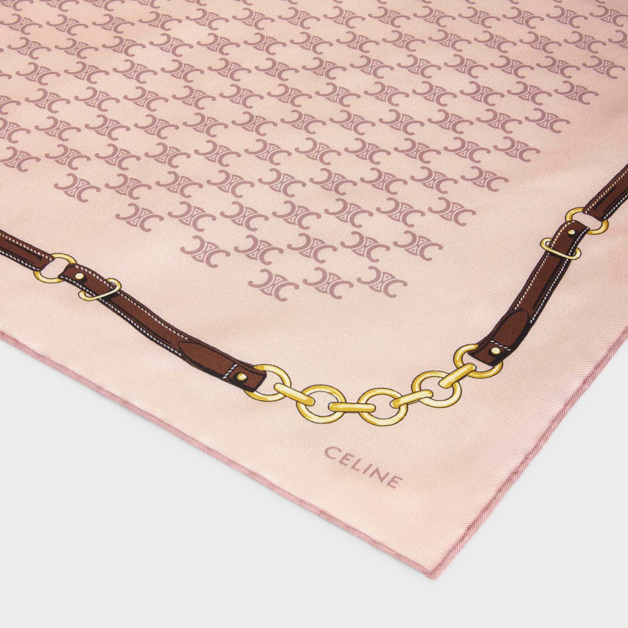 Celine Pattern Silk Scarf In Nude
