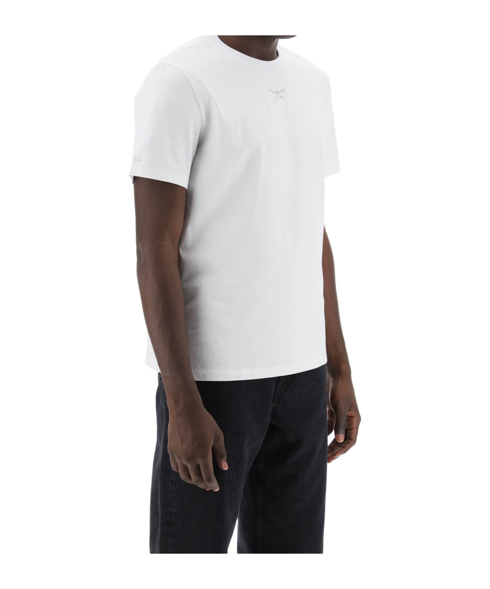 Mcm Essential Logo Print T-shirt In Organic Cotton In White
