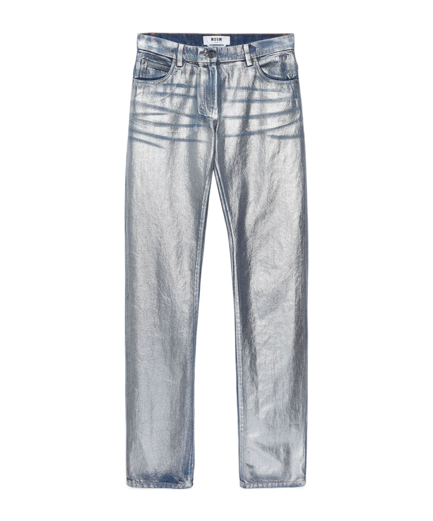 Msgm Metallic-finish Straight Jeans In Gray