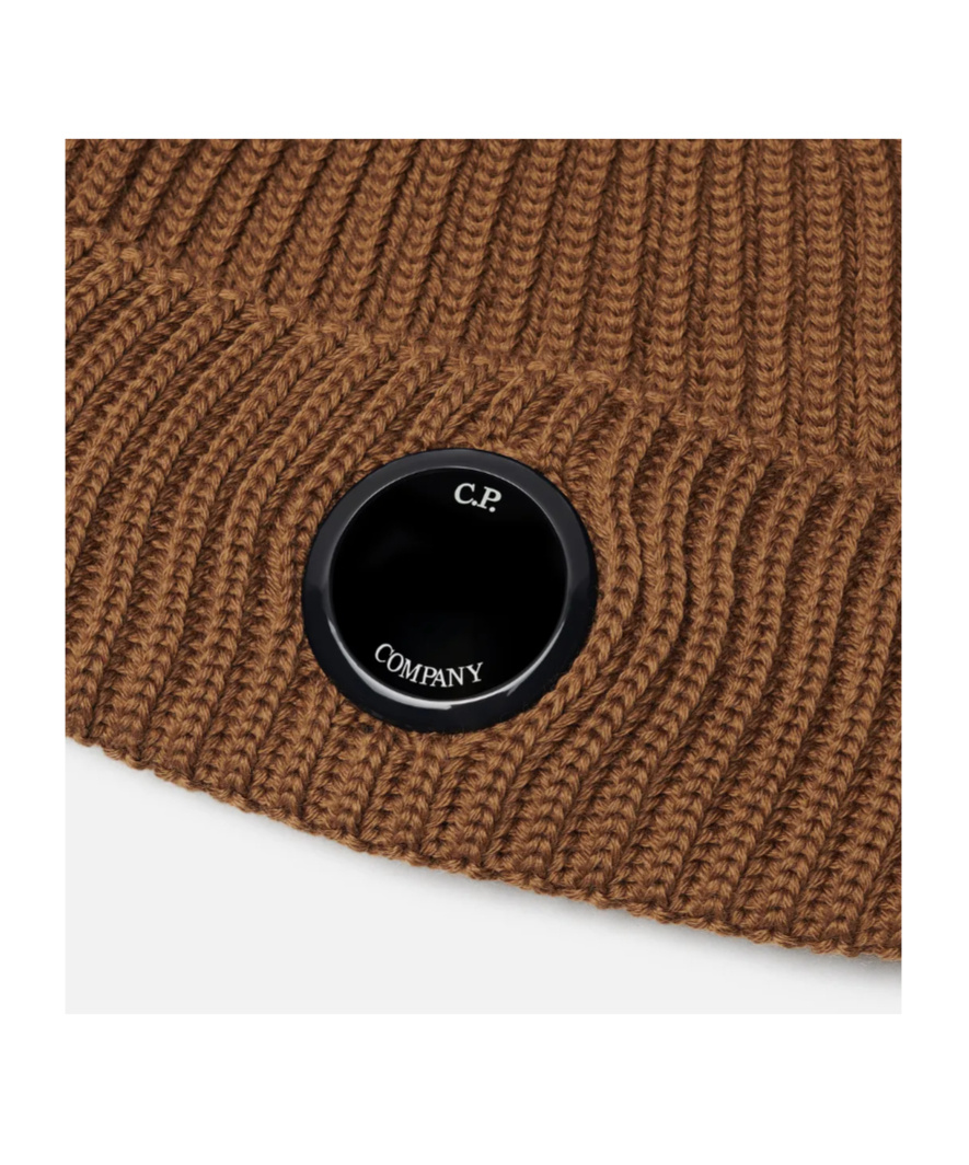 C.p. Company Lens-detail Beanie In Brown