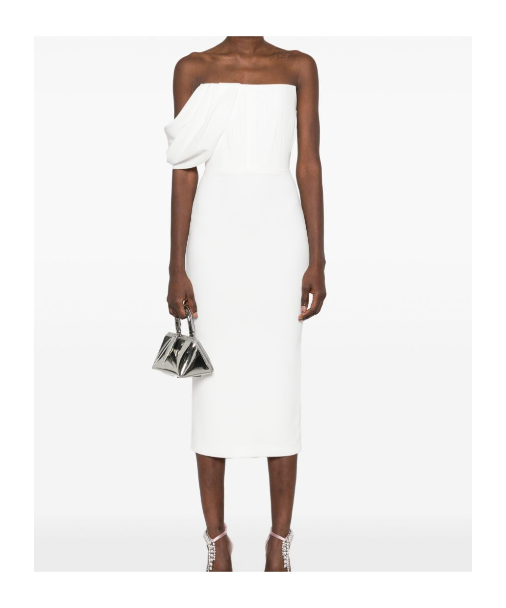ALEX PERRY CREPE CORSET MID-LENGTH DRESS