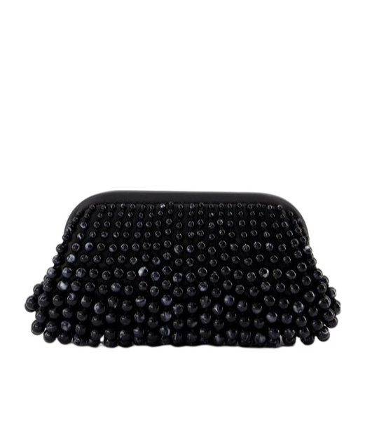 Cult Gaia Womens Black Nia Beads-embellishment Leather Clutch In Black