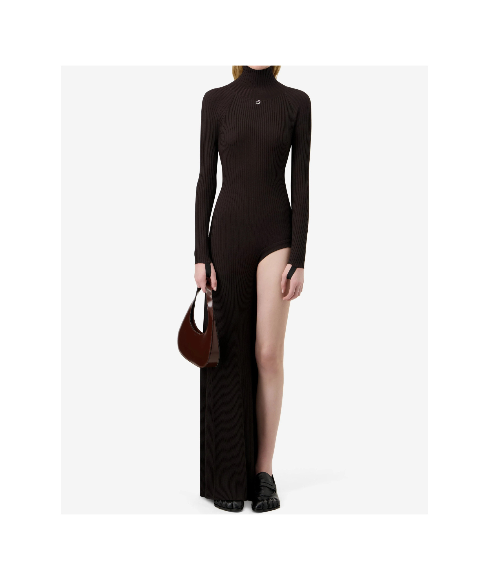 Coperni Leg-baring Ruffle Dress In Black