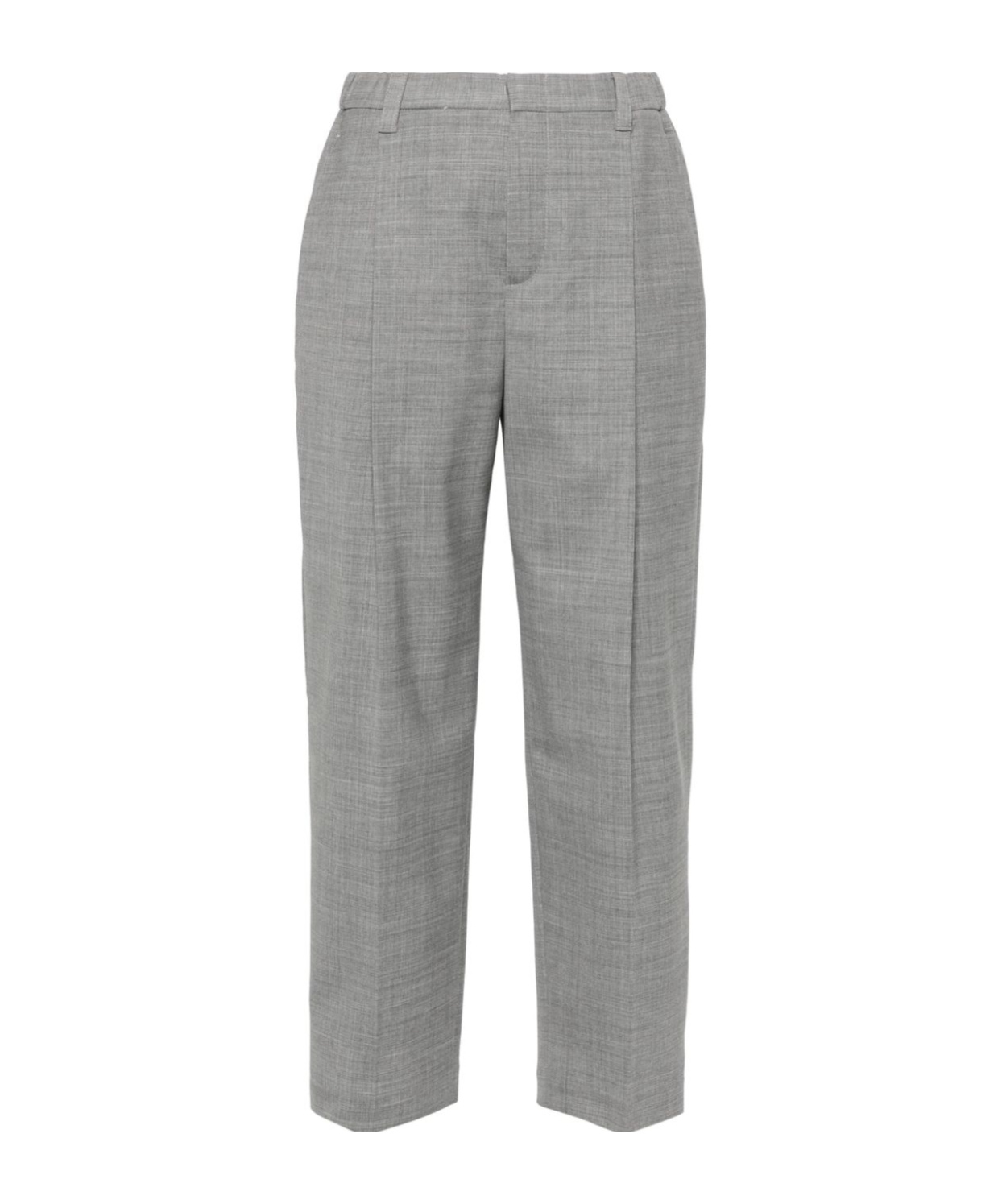 Brunello Cucinelli Tailored Virgin Wool-blend Cropped Trousers In Gray