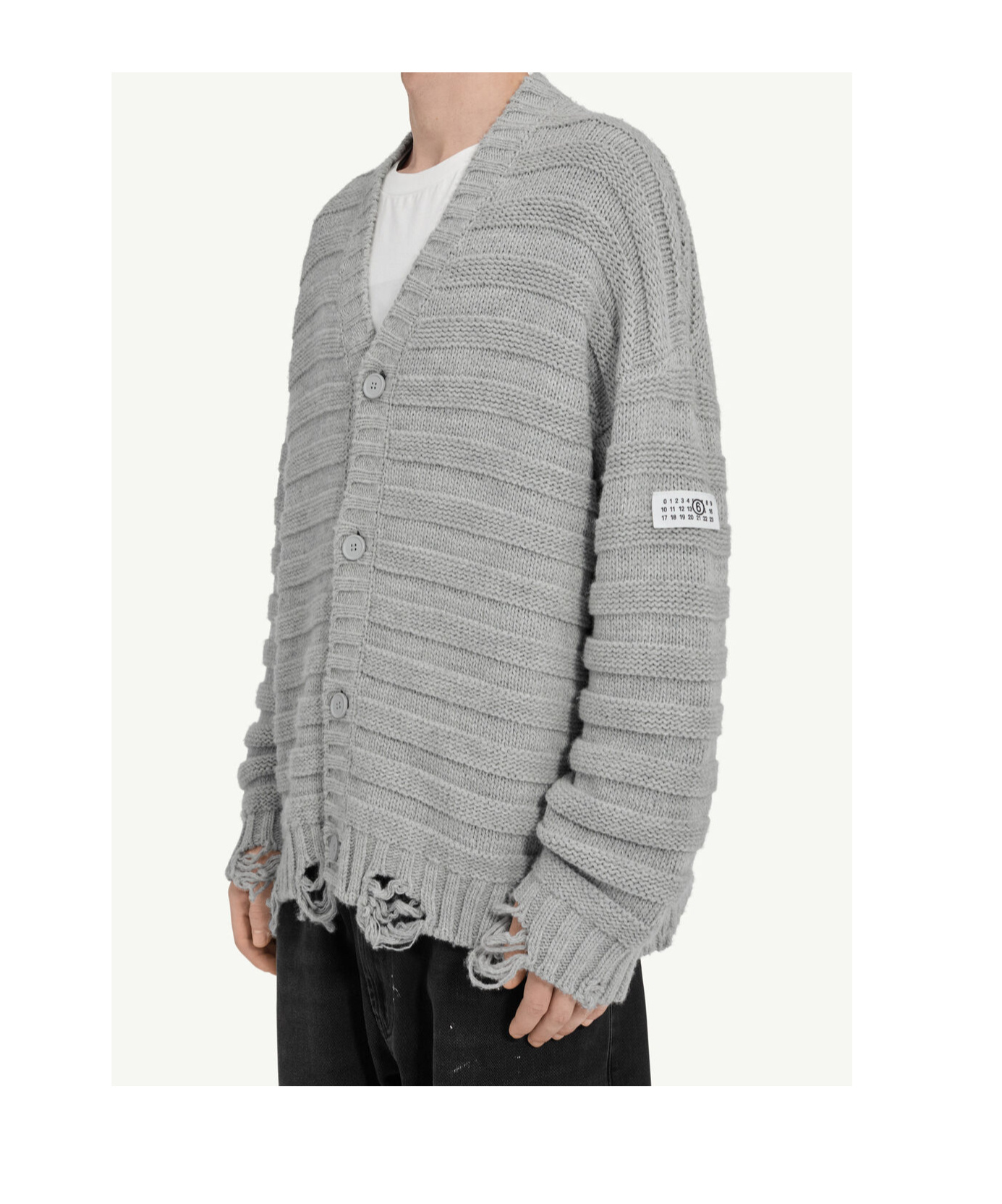 Mm6 Maison Margiela Mm6 By Maison Margiela Textured Ribbed Grey Sweater With Button-down Front In Gray