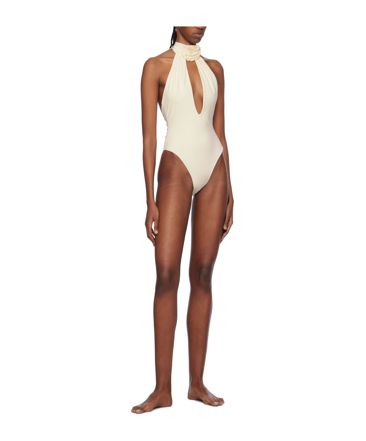Magda Butrym Hollowed-out Neck Swimsuit In Nude