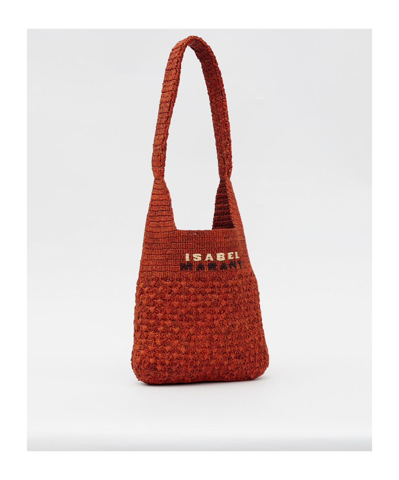 Isabel Marant Small Praia Shoulder Bag With Raffia Texture In Orange