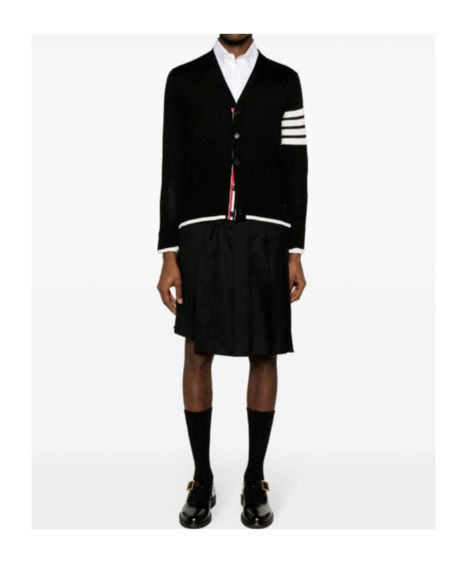 Thom Browne 4-bar Cotton Cardigan For In Black