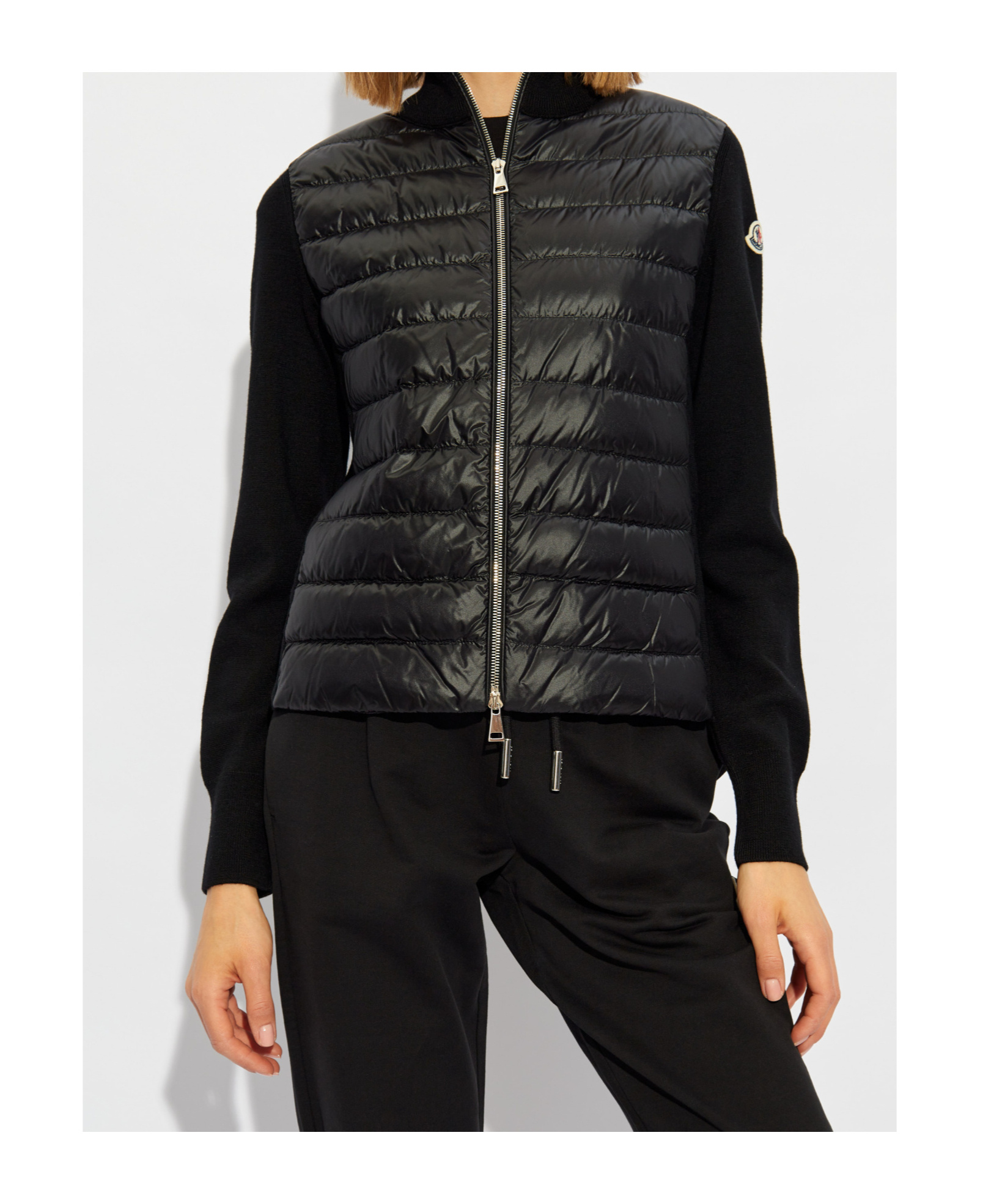 Moncler Padded Wool Cardigan In Black