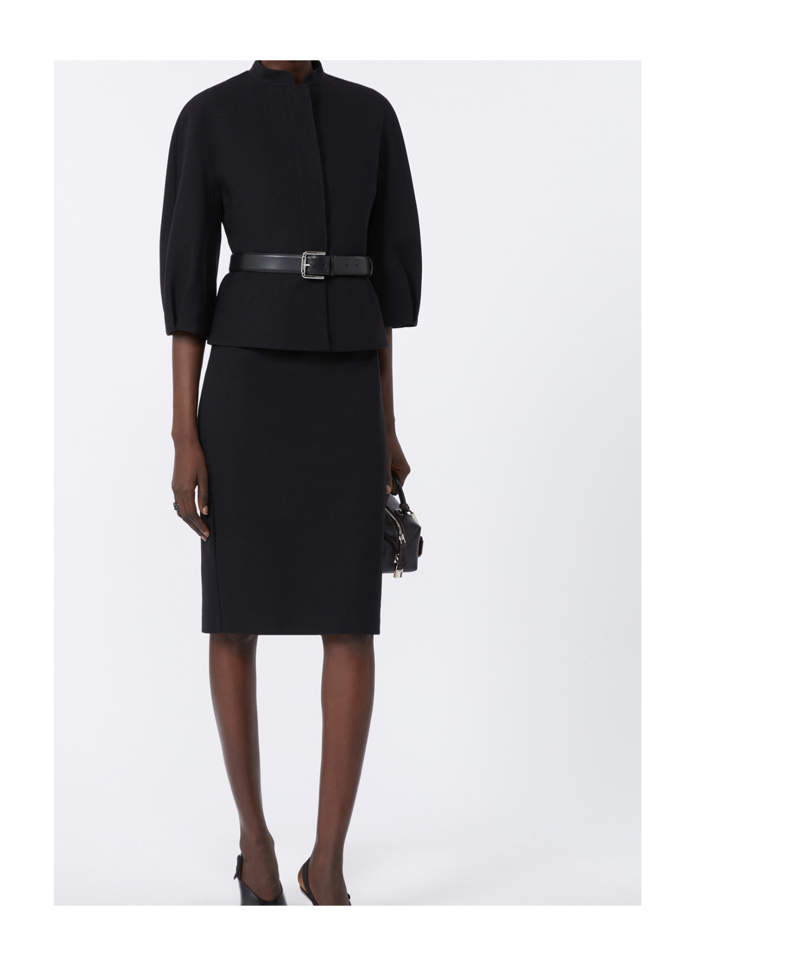 Max Mara Cosmos Sleeveless Knit Peplum Dress In Black