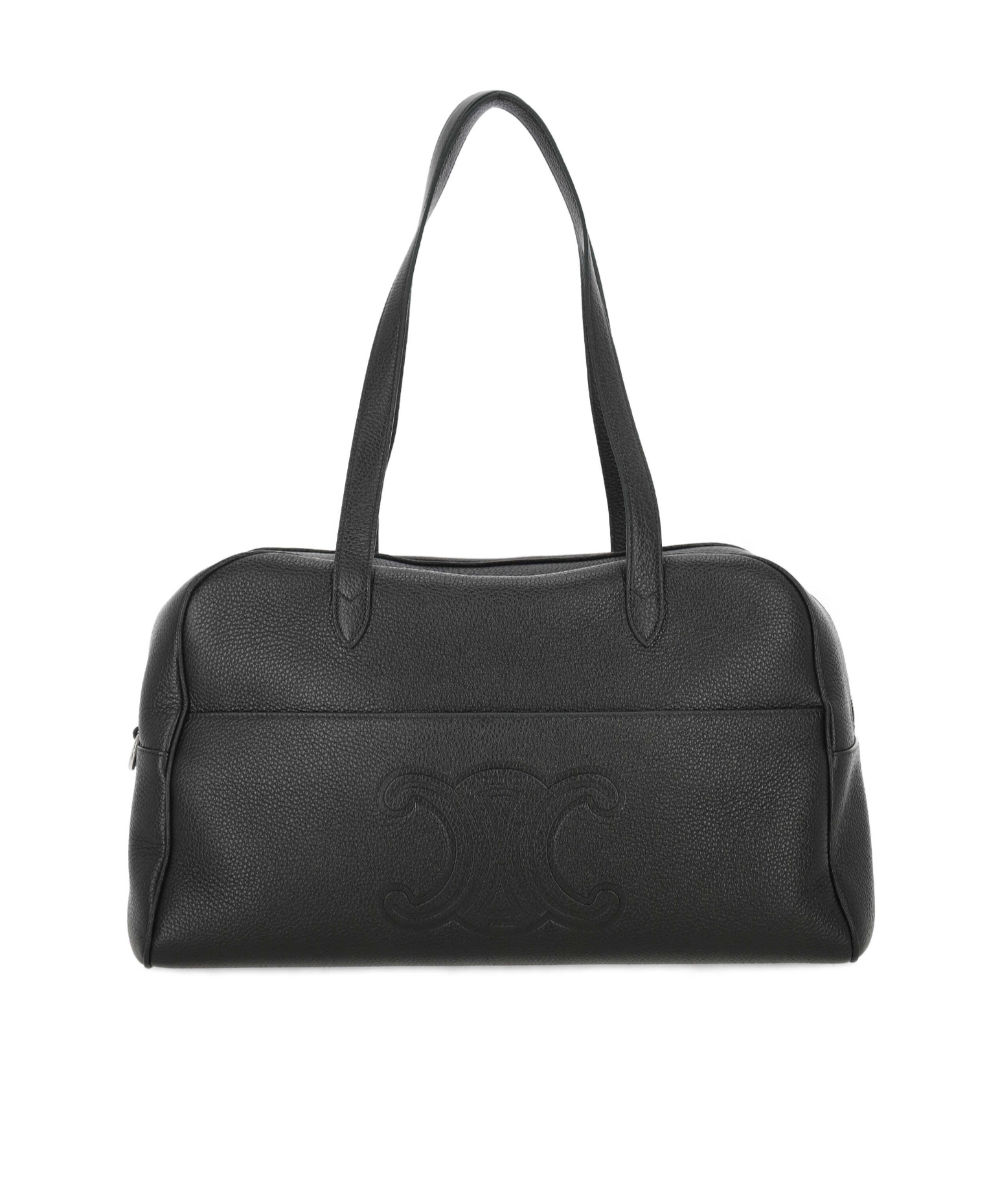 Celine Logo Shoulder Bag In Black