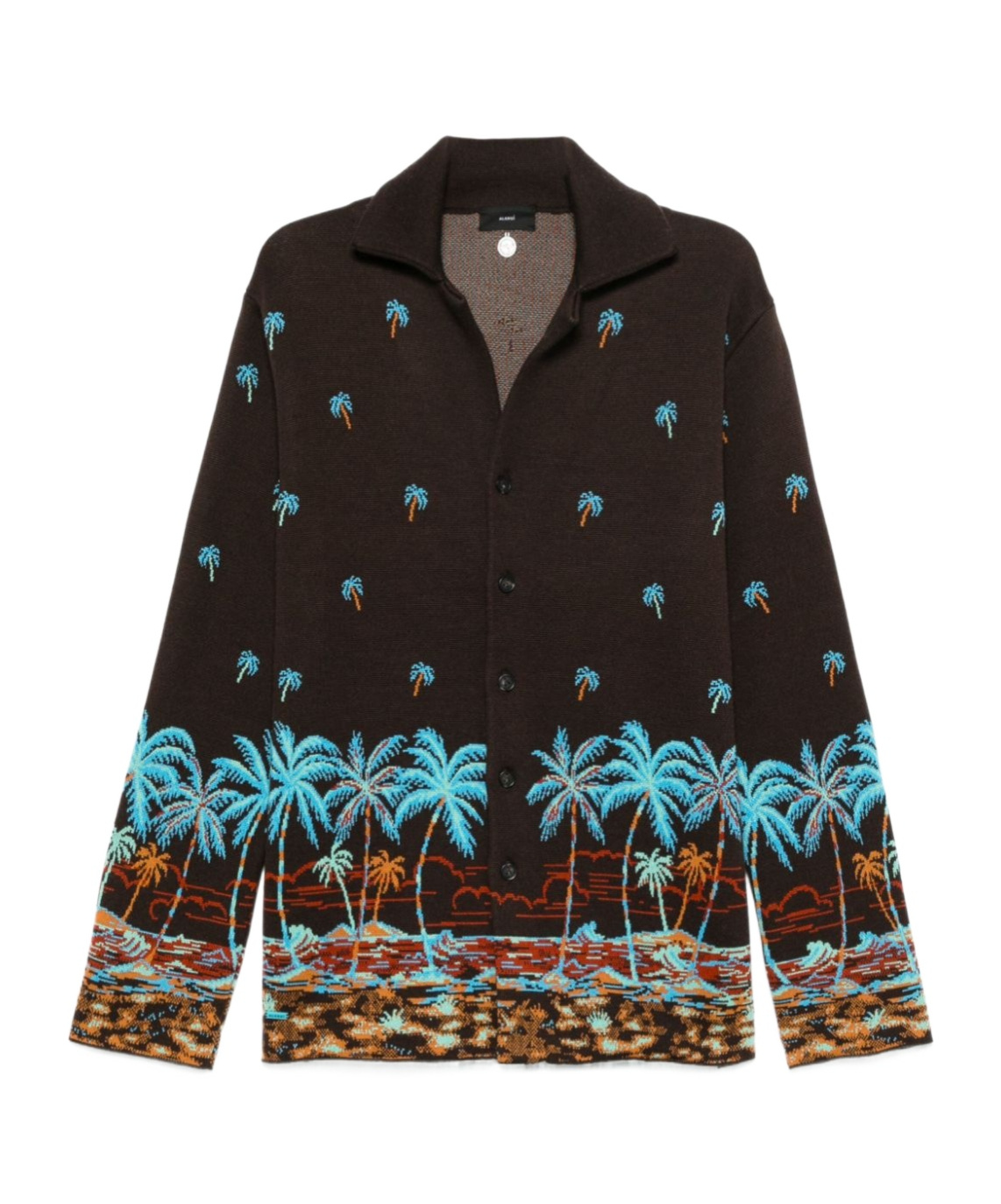 Alanui Wool Cardigan With Embroidered Palm Tree In Black