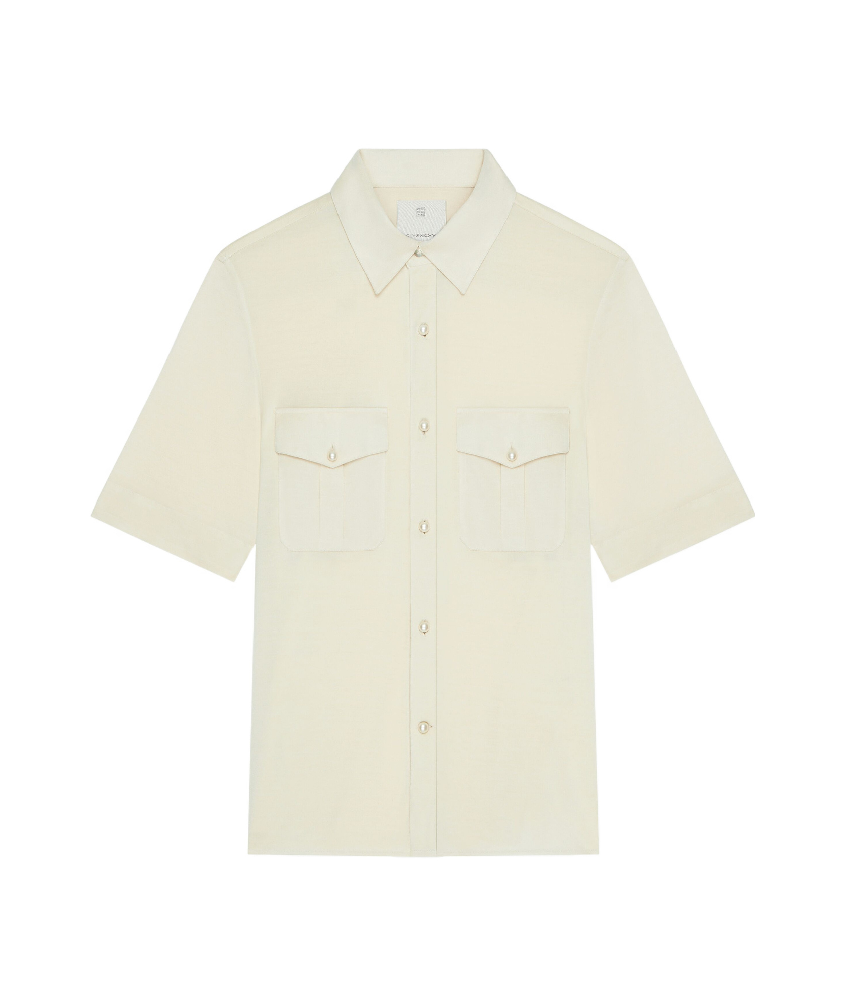 Givenchy Men's Silk Pearly-button Military Shirt In White