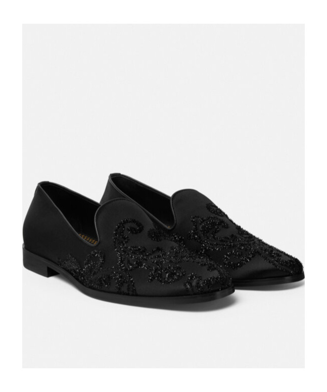 Versace Sequin-detailing Slippers In Black