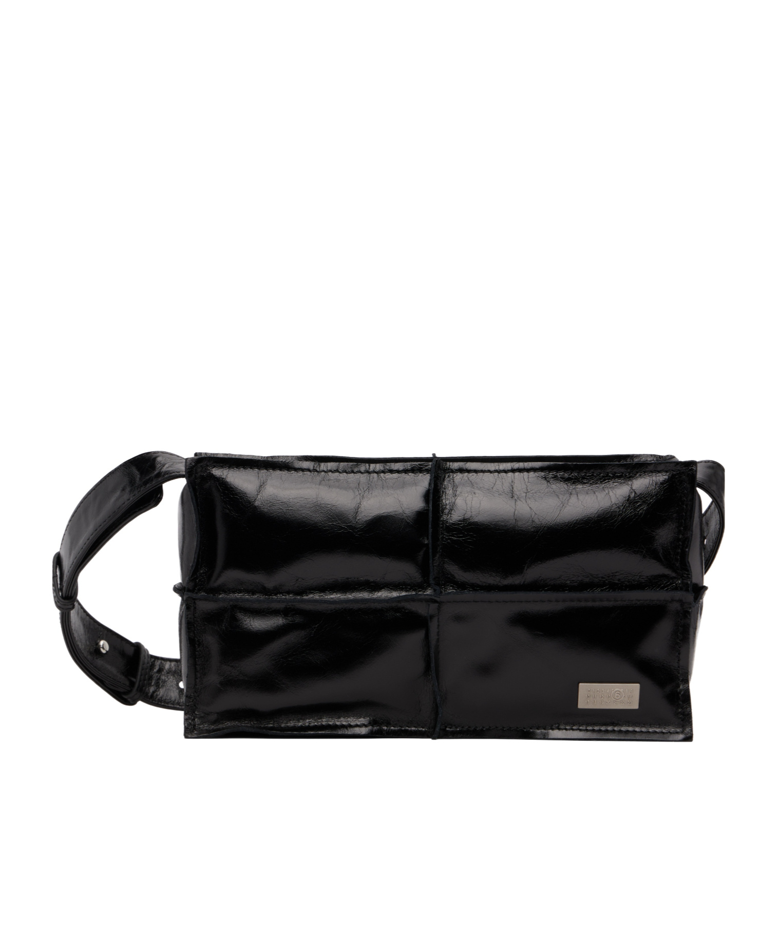 Mm6 Maison Margiela Mini Panelled Leather Crossbody Bag In Black