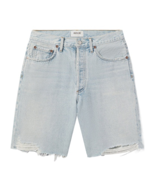 Agolde Distressed Denim Shorts In Blue