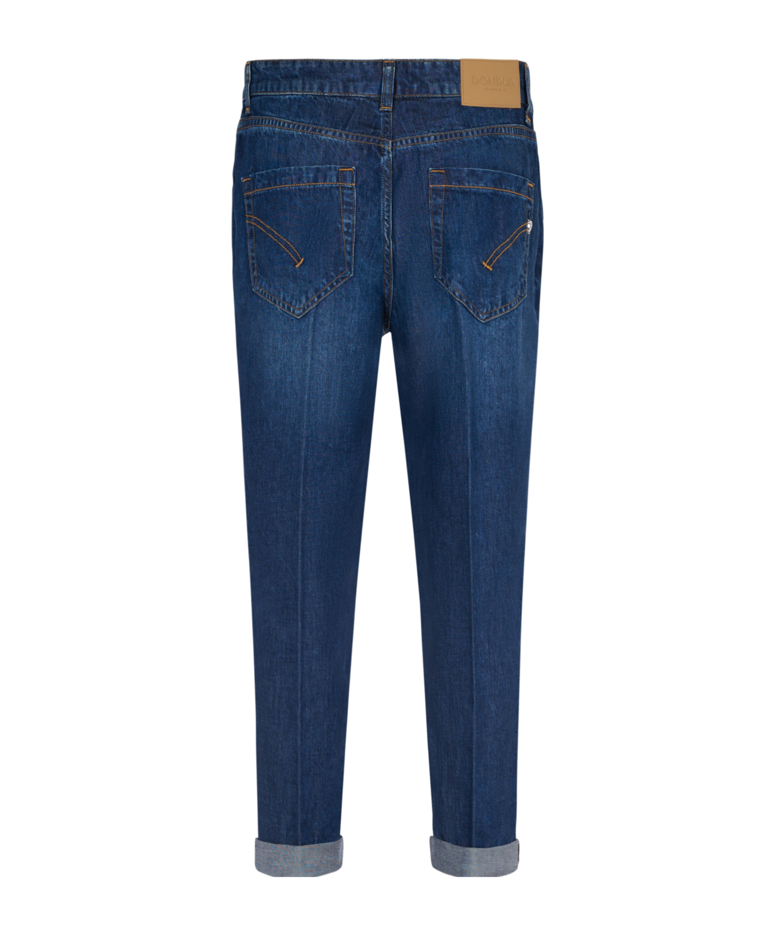 Dondup Timeless Blue Denim Jeans With Cuffed Hems In Blue
