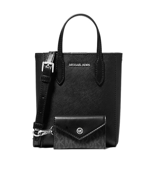 Michael Kors Vincent Extra-small Saffiano Leather Crossbody Bag With Card Case In Black