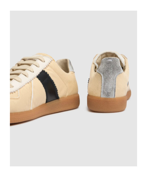 Maison Margiela Replica Leather And Suede-trimmed Twill Sneakers