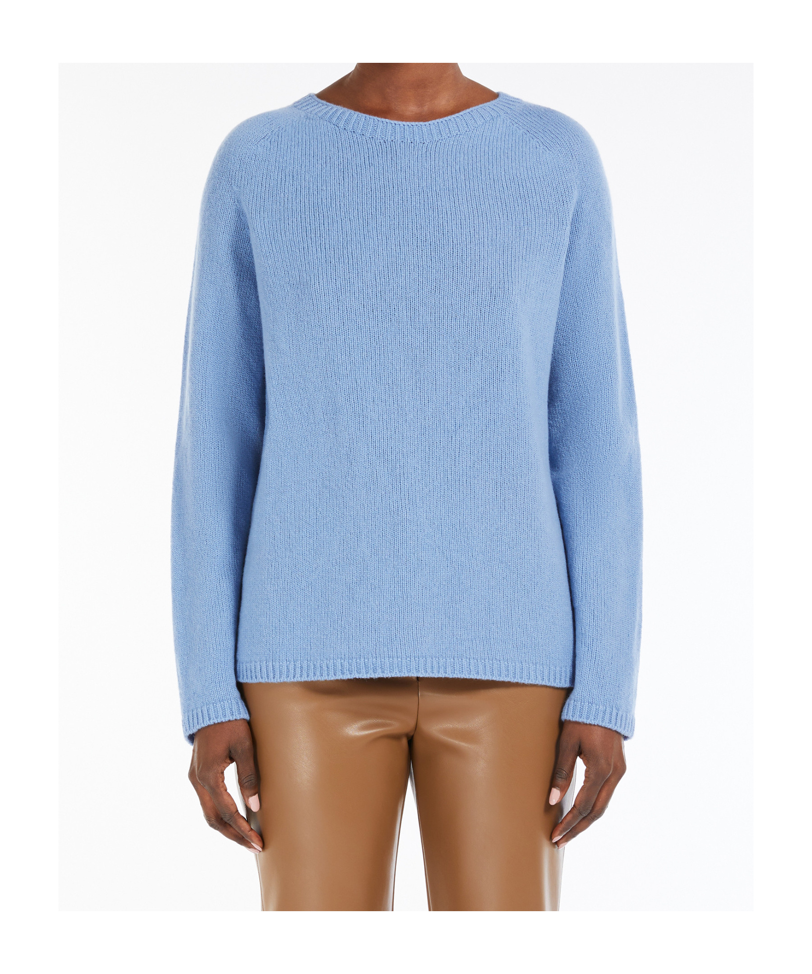 Max Mara Long-sleeved Wool Cashmere Sweater In Blue