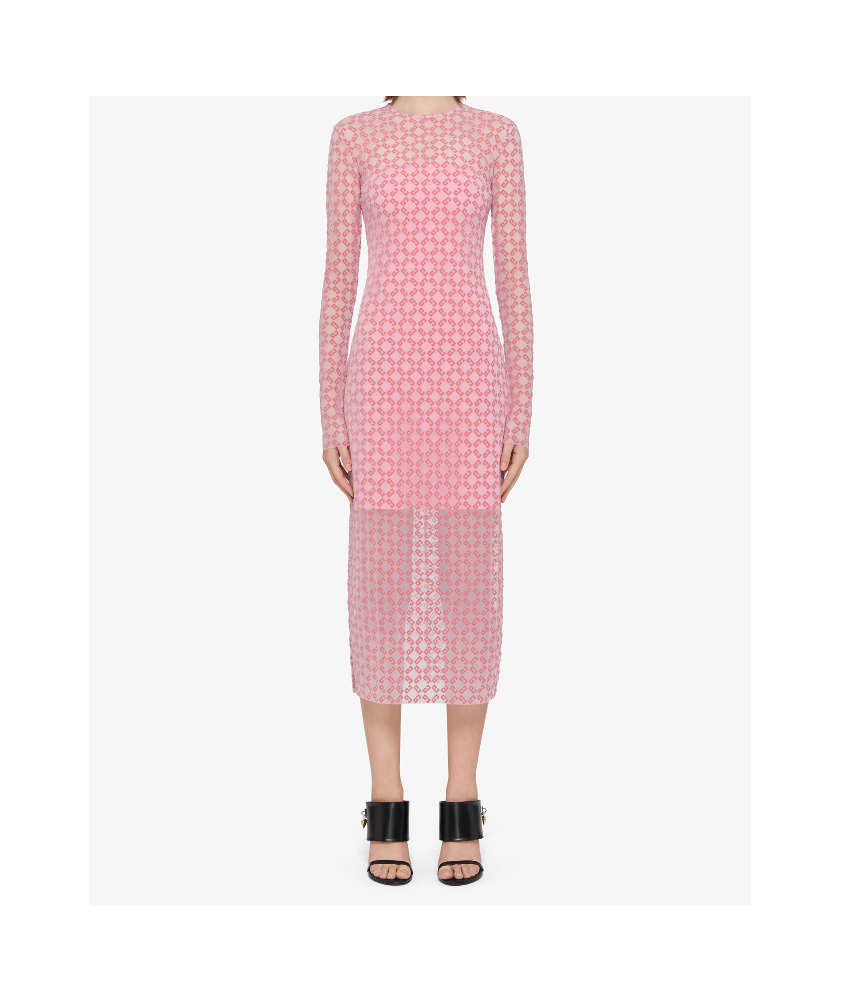 Givenchy Dress In Monogram 72 Tulle In Skin Rose