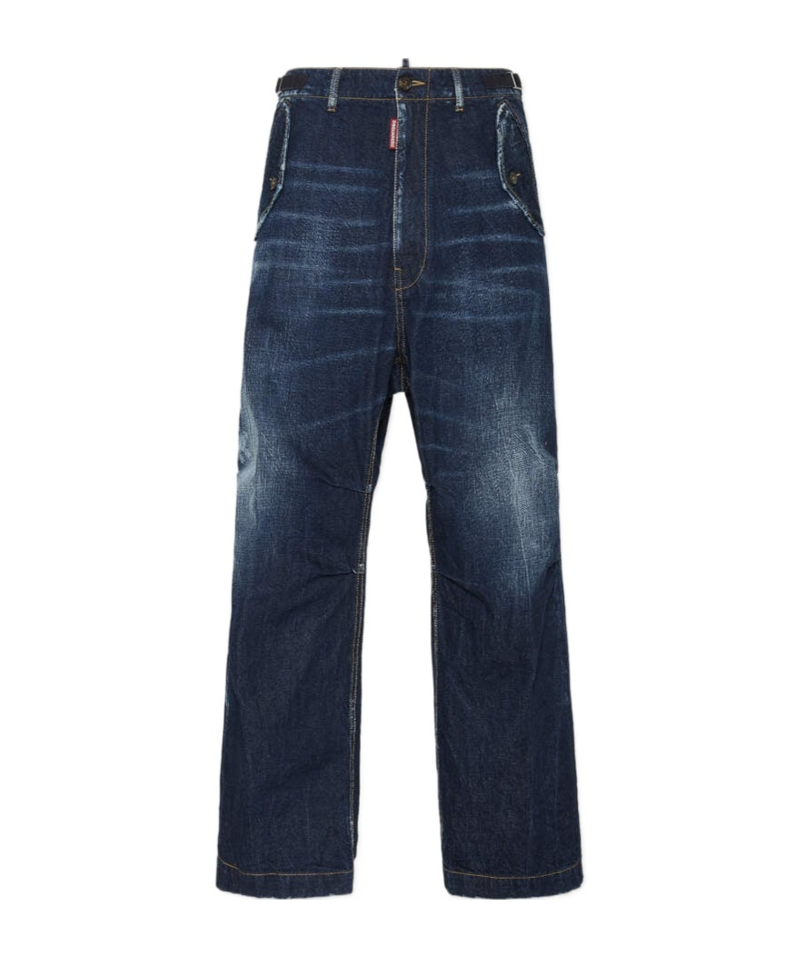 Dsquared2 Be Cool Be Nice Utility Wide Denim Pant In Blue