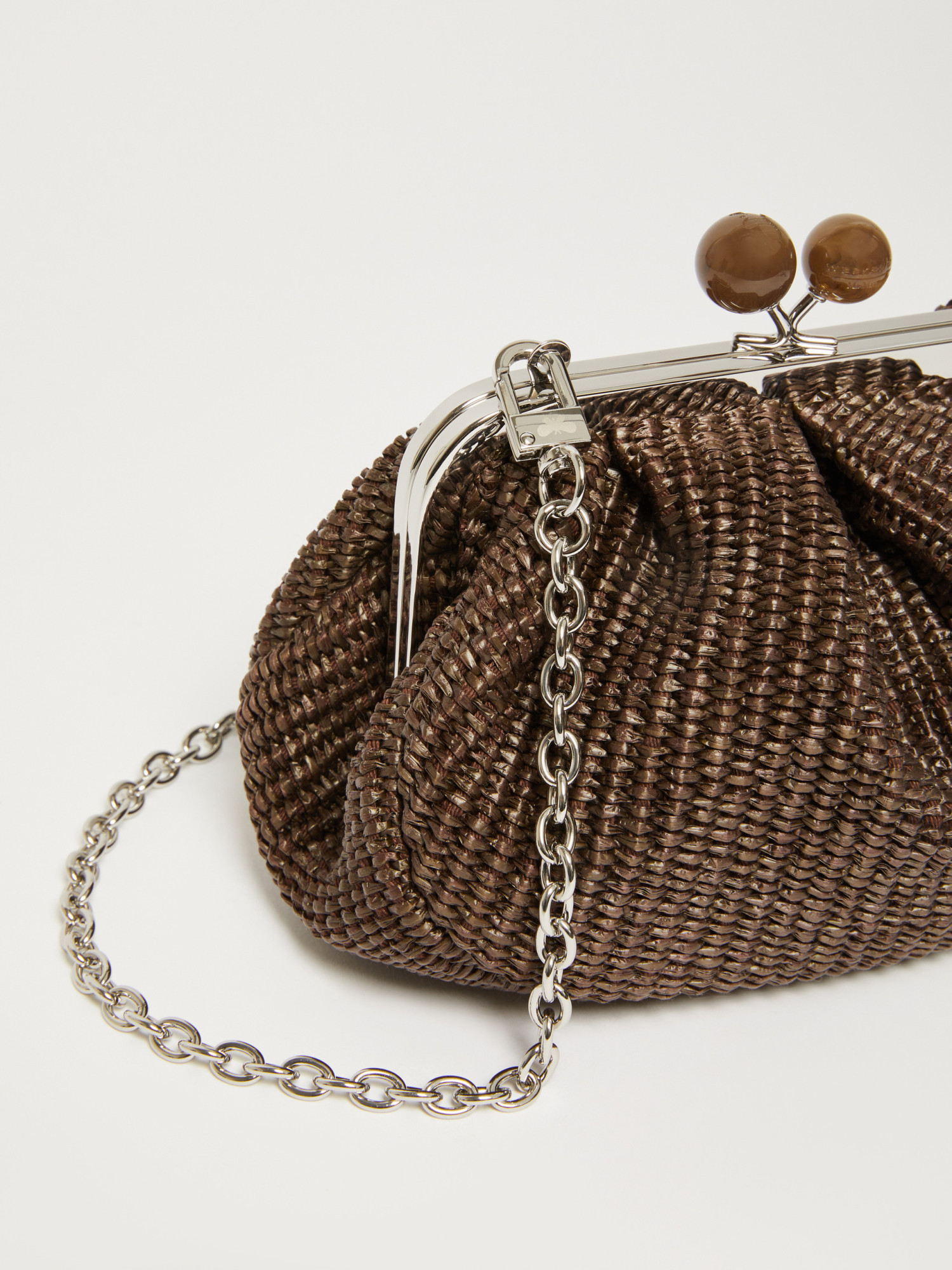 Weekend Max Mara Small Raffia-effect Pasticcino Bag In Brown