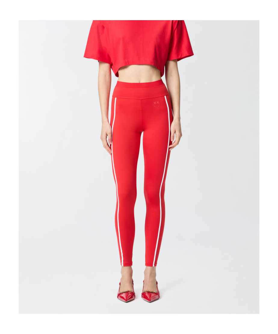 Pinko Side-striped Slim-fit Leggings In Red