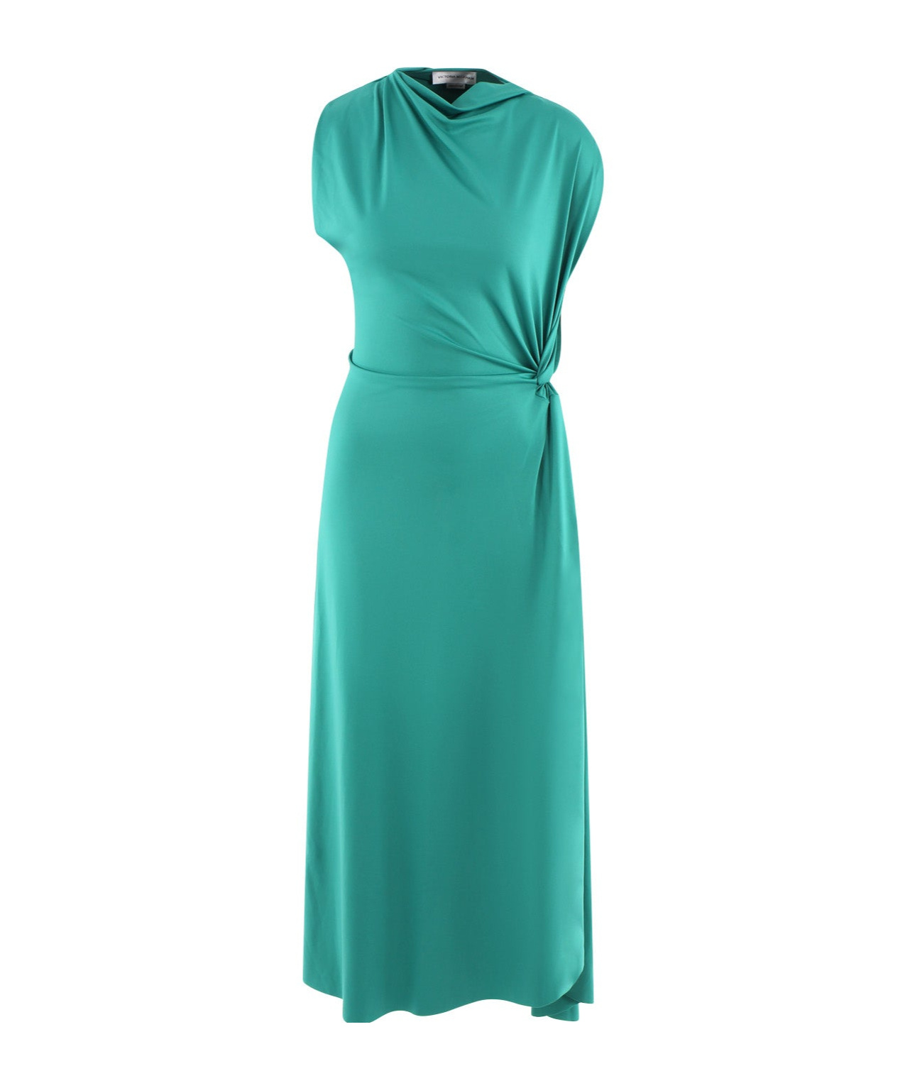 Victoria Beckham Womens Peacock Drape Front Assymmetric Stretch-jersey Maxi Dress In Green