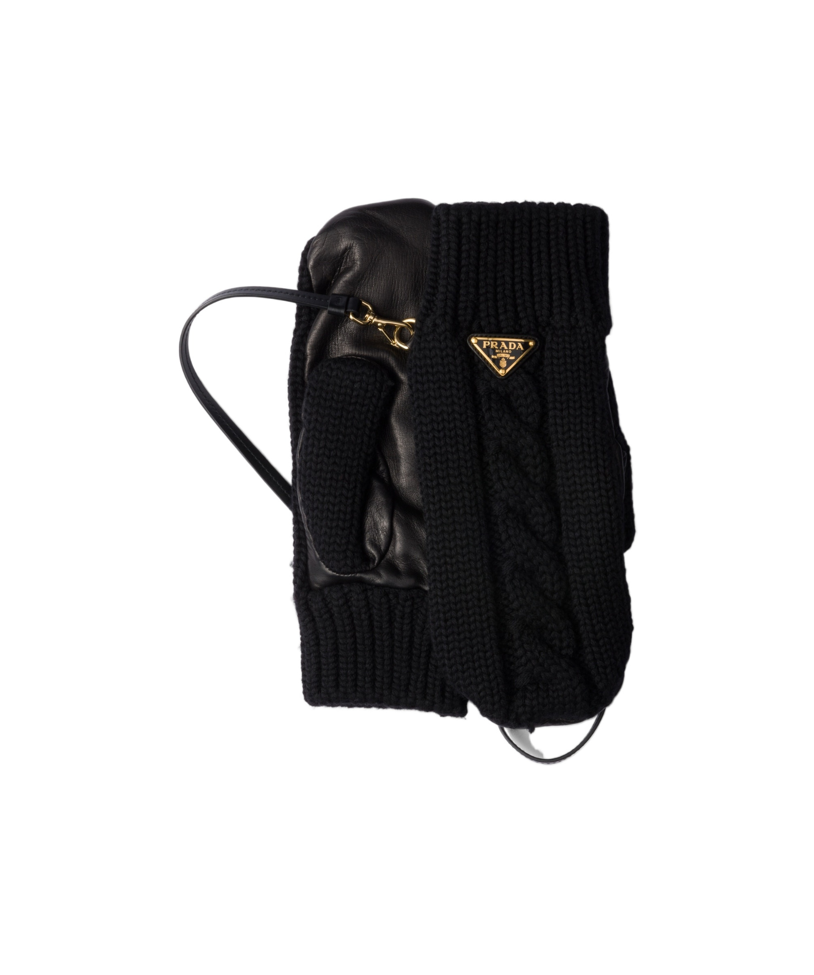 Prada Triangle-logo Gloves In Black