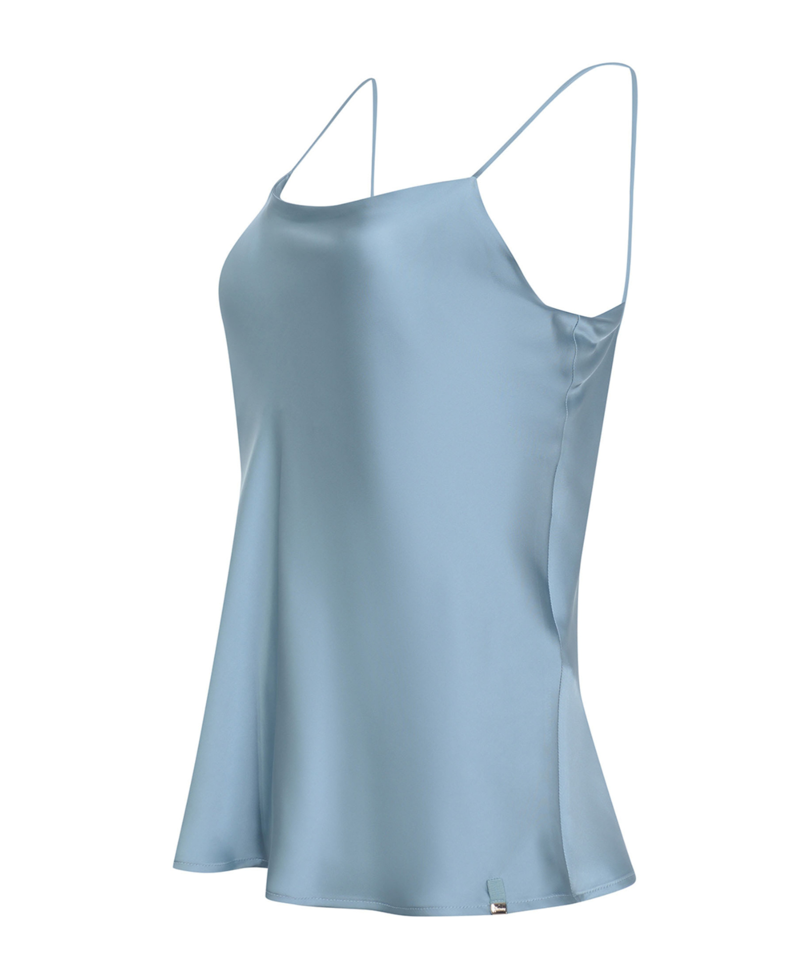 Herno Spaghetti Straps Satin Tank Top In Blue