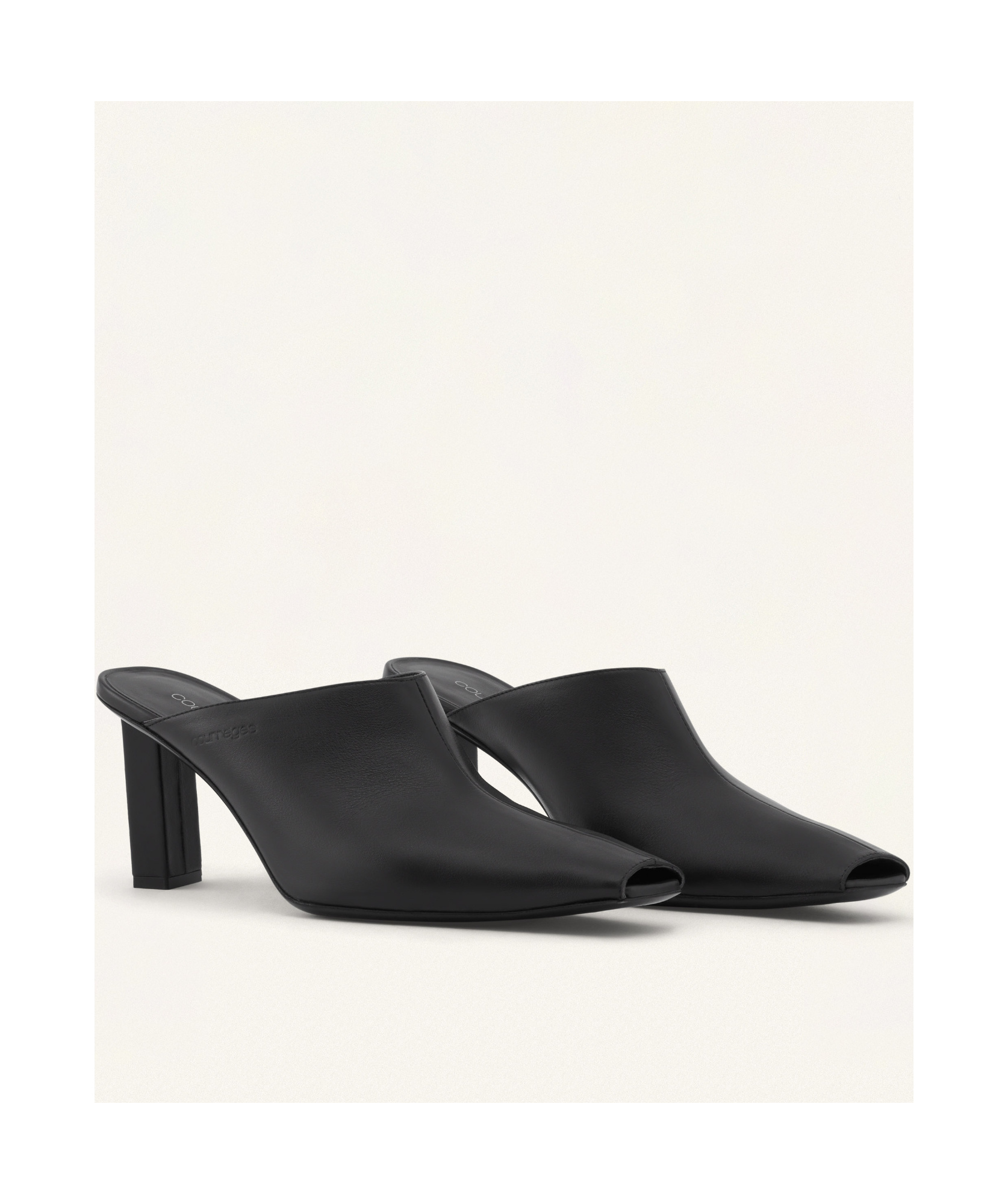 Shop Courrèges Square-toe Leather Mules In Black